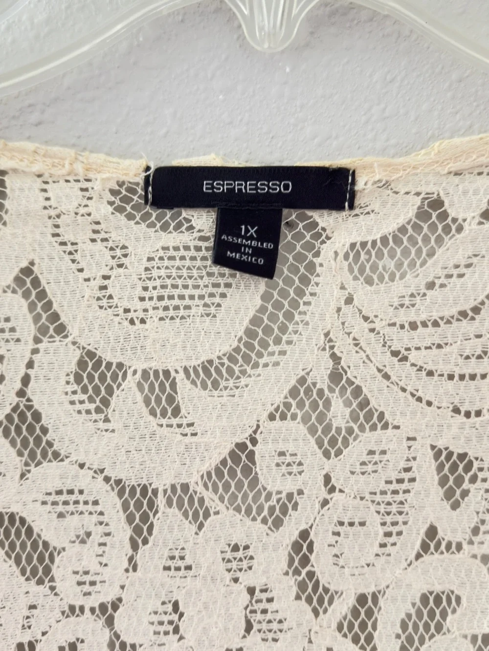 Espresso Cream Floral Lace Kimono Robe with Beaded Fringe